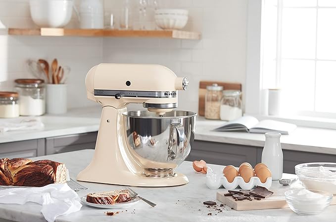 KitchenAid Artisan Series 5 Quart Tilt Head Stand Mixer with Pouring Shield KSM150PS, Almond Cream