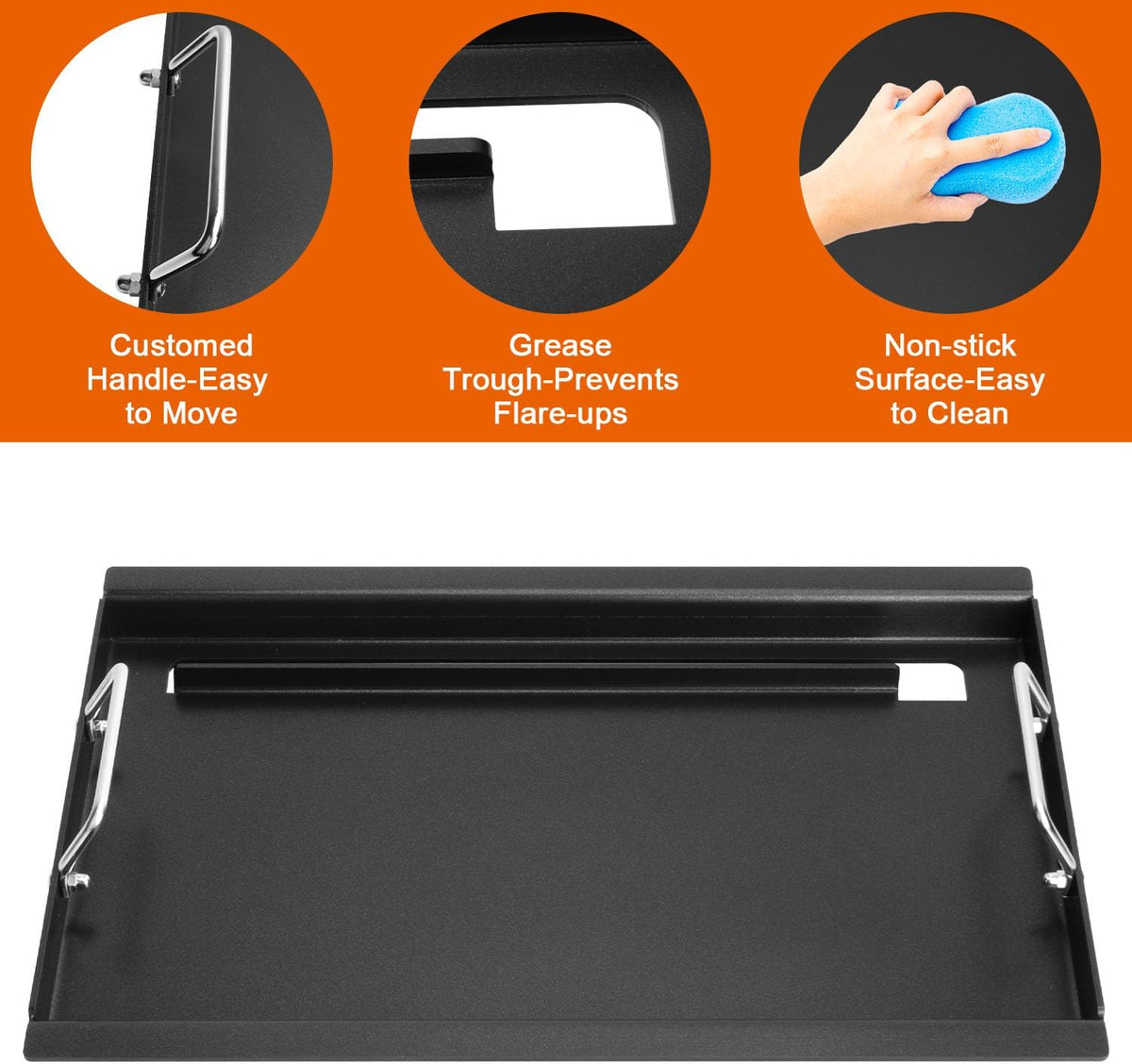 Full-Size Griddle Inserts for Charbroil Performance 4 Burner, Flat Top Griddle for Charbroil Grill 463354021 463365021 463352521 463365522 463350521, Replacement Parts for G426-0004-W1 G426-0005-W1