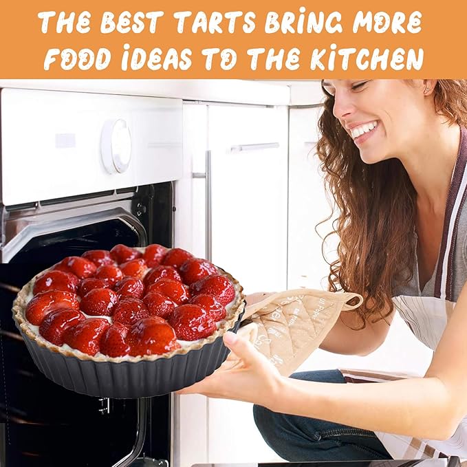 RICHSC-PAN Deep Tart Pan, 9.5 x 2.2 Inches Non-Stick Tall Tart Pan Bottom Can Be Removed. Suitable for Making Various Pies, Tarts and Quiche. Easy to Clean is the Choice for Home Baking.
