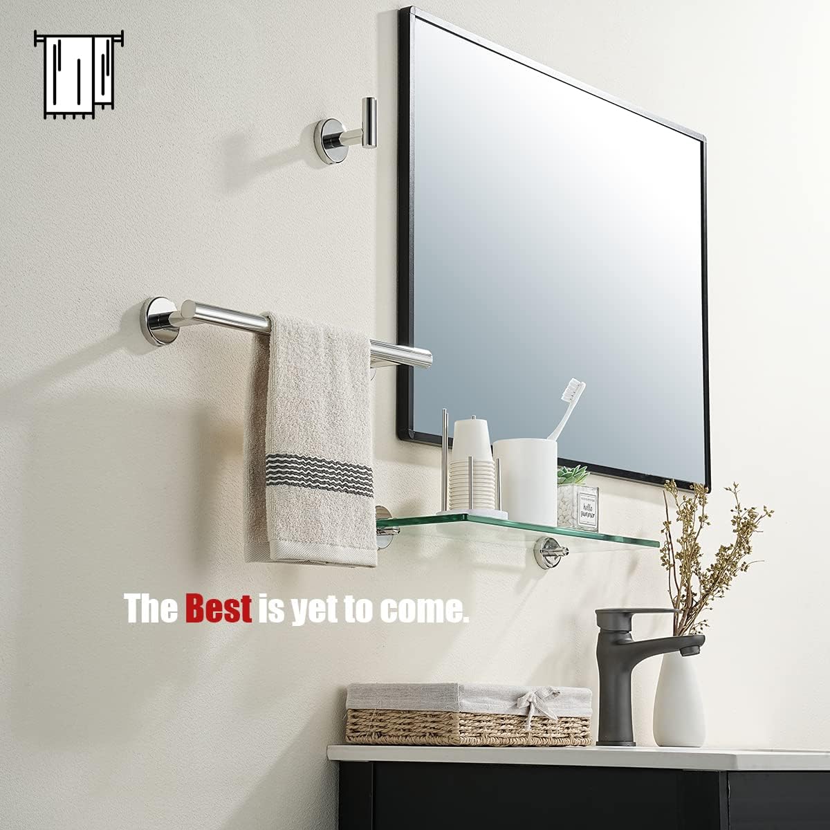 JQK Chrome Towel Bar, 15 Inch 304 Stainless Steel Thicken 0.8mm Towel Rack Bathroom, Towel Holder Polished Finished Wall Mount, Useable Length 12 Inch, TB110L12-CH