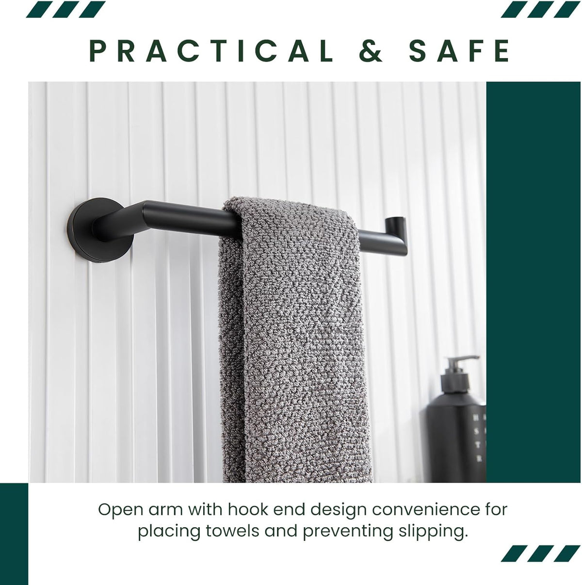 Suyar Bathroom Towel Holder, SUS 304 Stainless Steel Hand Towel Bar for Wall, Matte Black