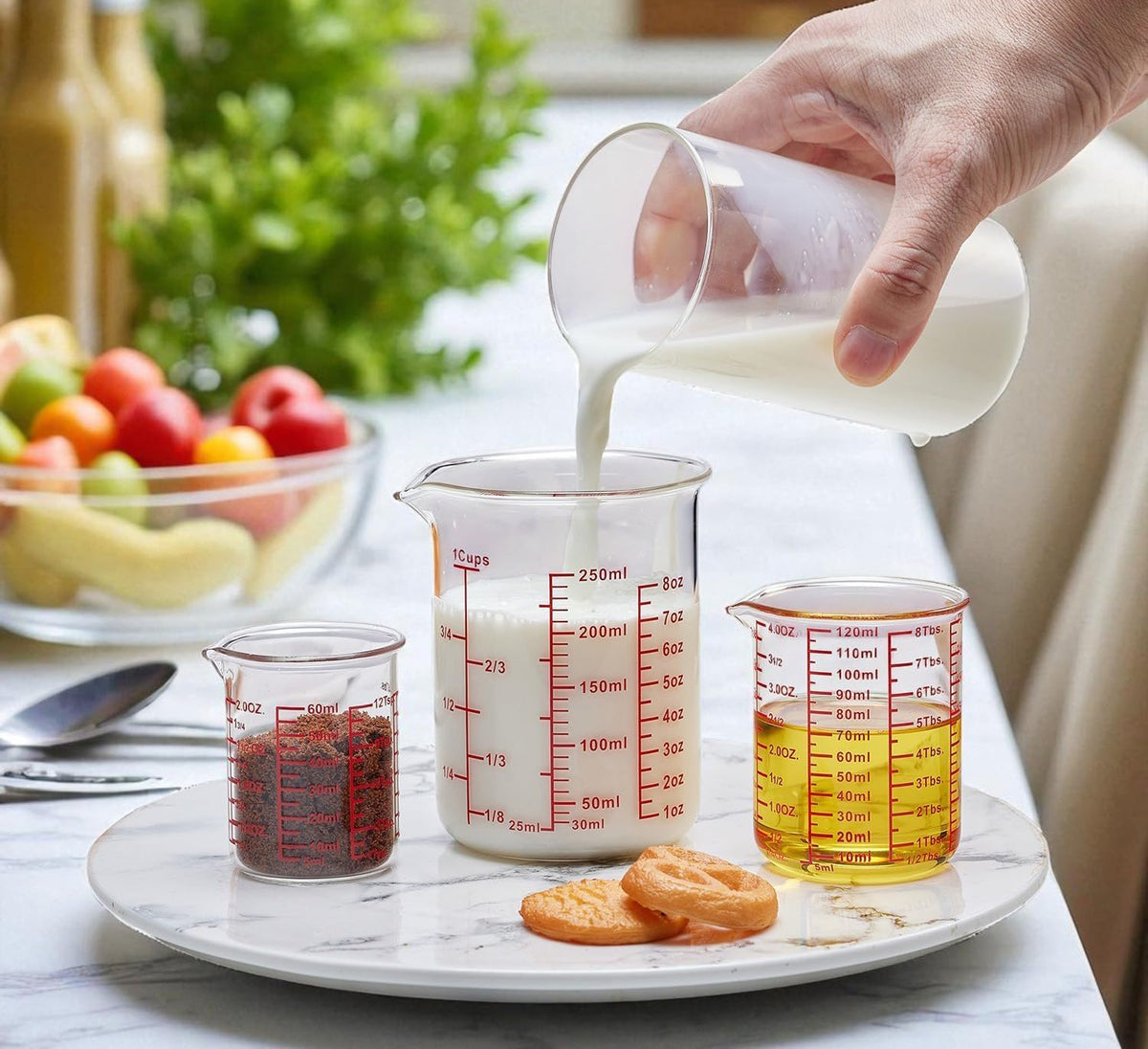Ackers Glass Measuring Cup 1 Cup,8oz Borosilicate Liquid Measuring Cup with Spout