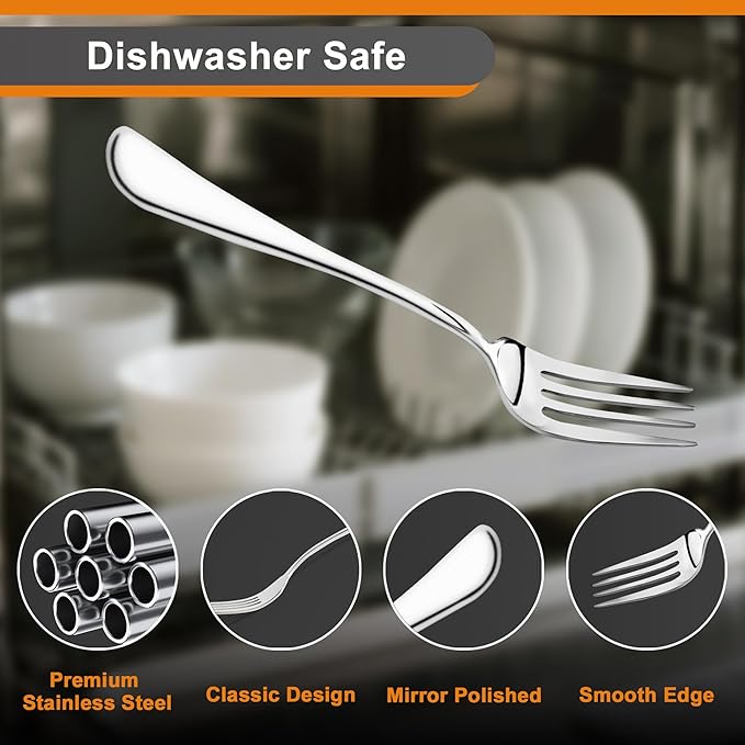 16 Pieces Dinner Forks Set,8" Forks,Food Grade Stainless Steel Dinner Forks,Fine Fork Set for Home,Kitchen,Restaurant,Mirror Polished and Dishwasher Safe