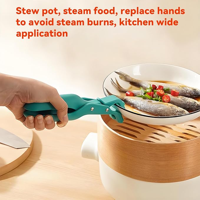 Hot Plate Grippers, Hot Plate Gripper Lifters Tongs, Multi-function Anti-Scald Bowl Clip, Silicone Non-slip Hot Dish Plate Holder, Kitchen Utensil for Bowls,Pans,Dishes (Red-2pcs)
