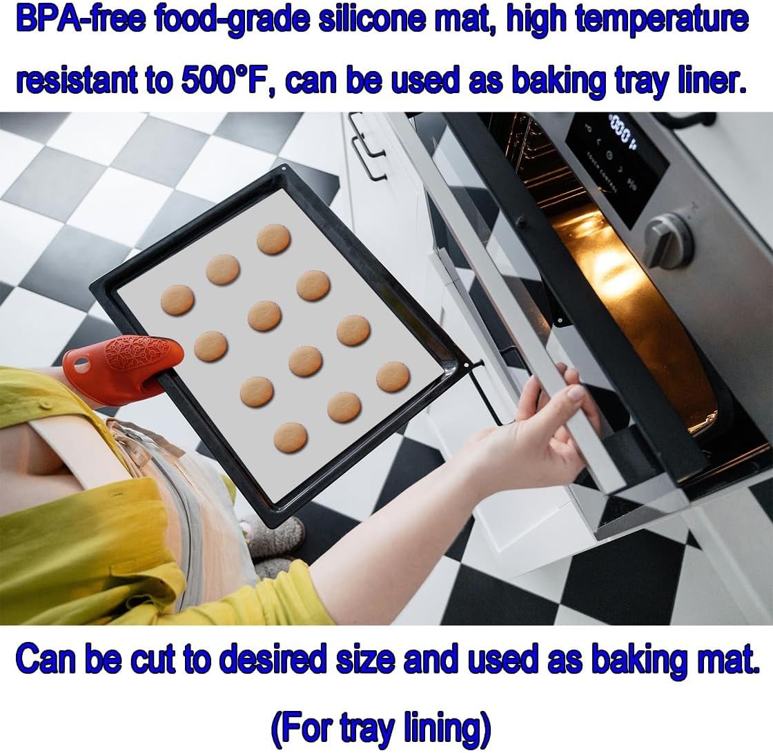 Silicone Mat - Non-Stick, Reusable & Heat Resistant Up to 500°F, Fits Resin Crafts, Dishwasher Safe for Baking, Cookies, Pastry (36” x 24”Black)