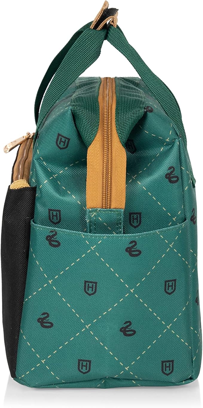 PICNIC TIME Harry Potter Slytherin On The Go Lunch Cooler, Soft Cooler Lunch Box, Insulated Lunch Bag, (Black with Green Accents)