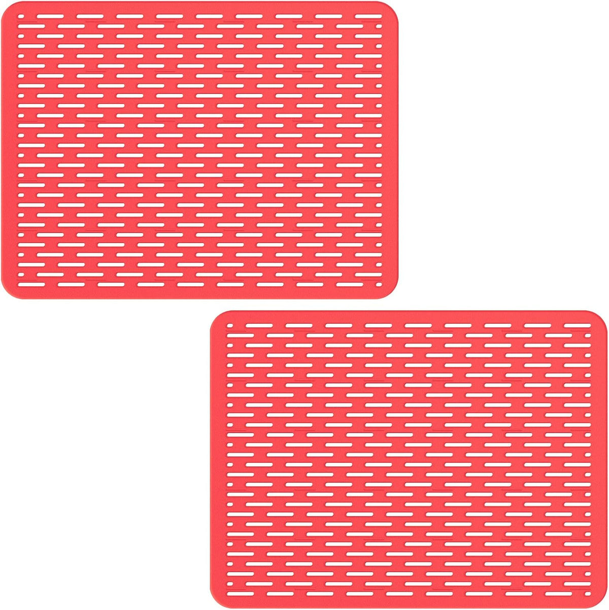 Bligli Mesh Sink Mat, 15.7 x 11.8inch Sink Prtector Mats for Kitchen Sinks, PVC Eco-Friendly Sink Protectors for Bottom of Sink, Fast Draining, Easy Cleaning, Clear Red