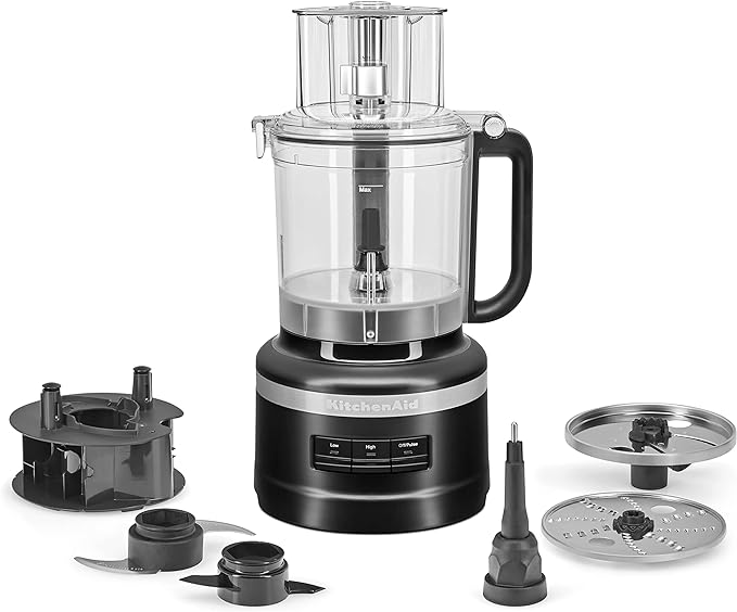 KitchenAid 13-Cup Food Processor, Black Matte & Variable Speed Corded Hand Blender KHBV53, Contour Silver