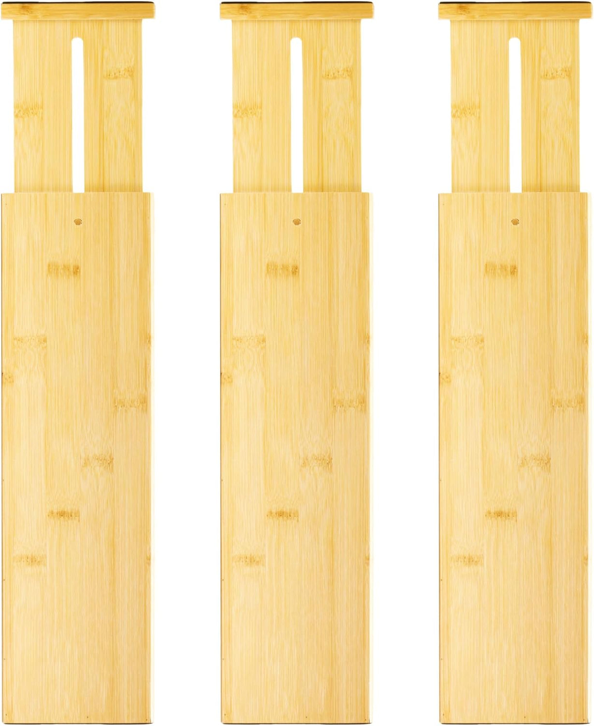 VaeFae 3 Pack Bamboo Drawer Dividers, 4" High Adjustable 16.6" - 21.8" Clothes Drawer Organizers, Expandable Separators for Bedroom/Bathroom/Kitchen/Office Storage
