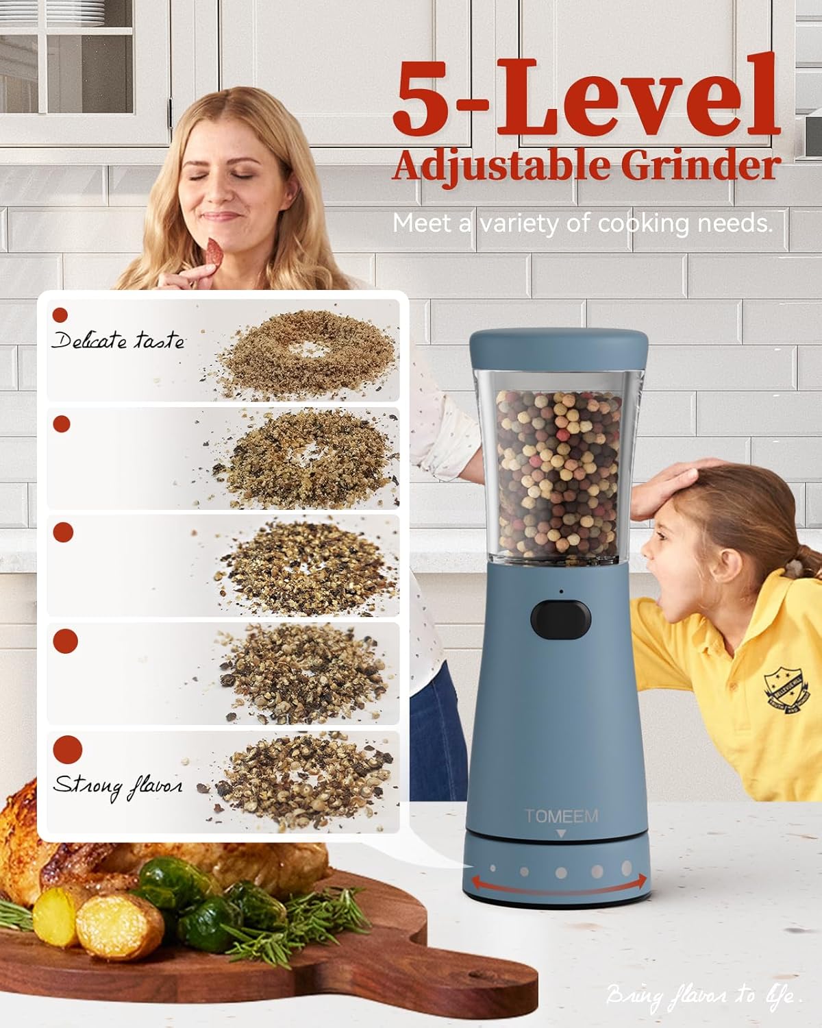 Electric Salt and Pepper Grinder Set with Storage Base, Stainless Steel Rechargeable Salt and Pepper Grinder Set with 4.5 oz Large Capacity, 1.8" Wide Mouth, Adjustable Coarseness, Ideal for Kitchen