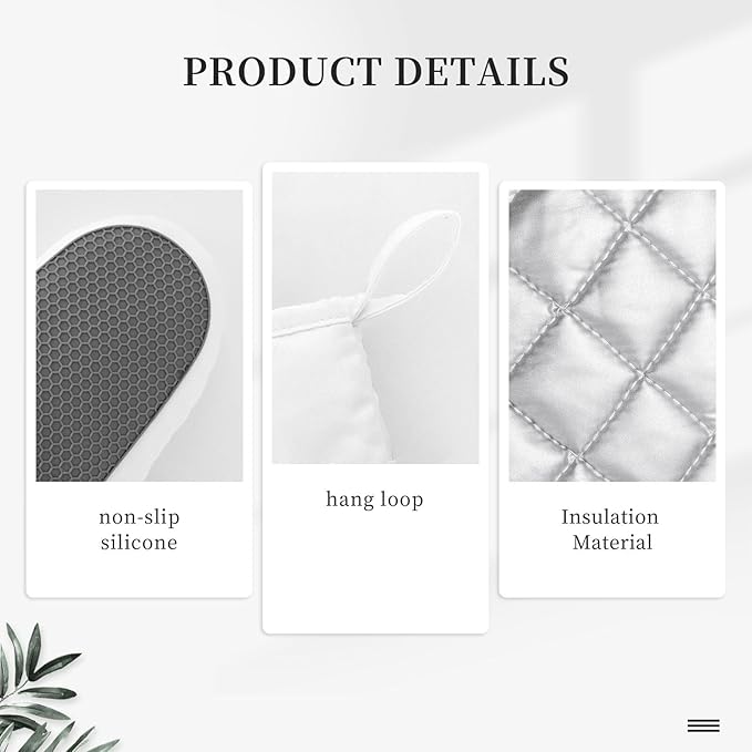 Black White Cracked Marble Oven Mitts and Pot Holders Sets of 4, Heat Resistant Silicone Oven Mittens and Potholders Gloves Hot Pads for Kitchen Cooking Baking Grilling BBQ Chef