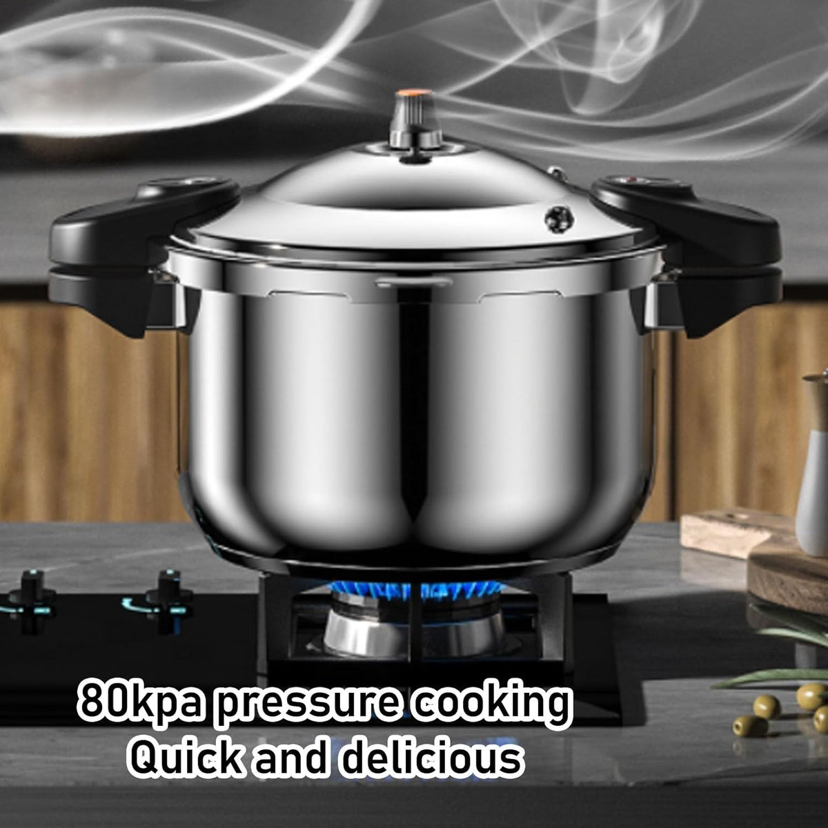 Stainless Steel Pressure Cooker, 80kpa Dual Handle Pressure Canner Large Capacity Pressure Cooking Pot Kitchen Pressure Pan for Gas Stove Electric Stove Induction
