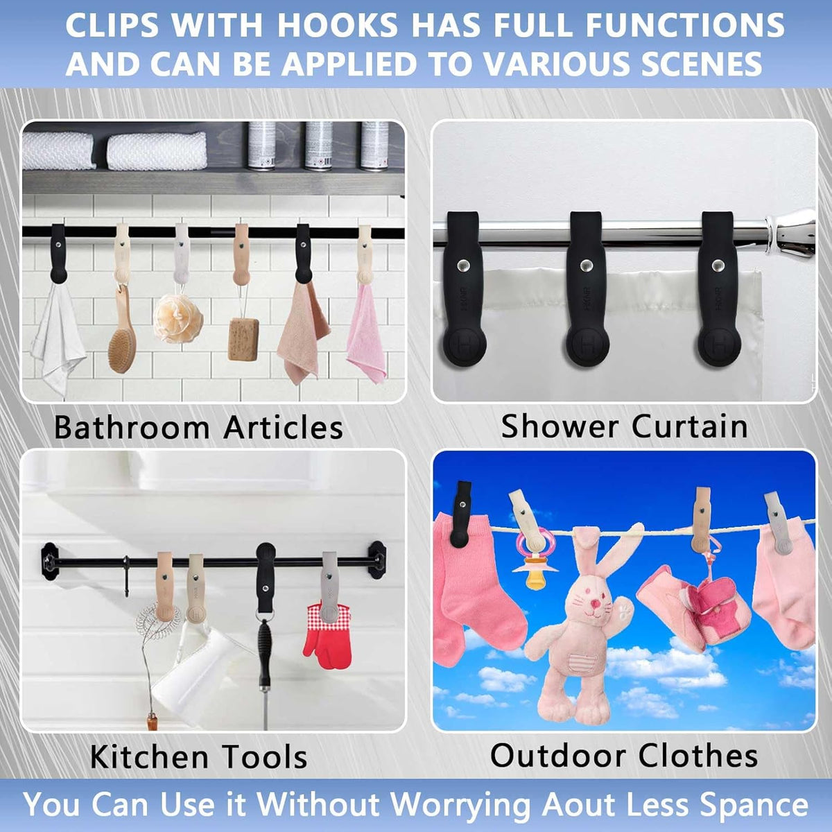 2 Pcs Strong Magnetic Towel Clips for Kitchen, Waterproof Silicone Towel Holder, Multi-Purpose Towel Holder for Bathroom, Kitchen, Outdoor Use (Black)