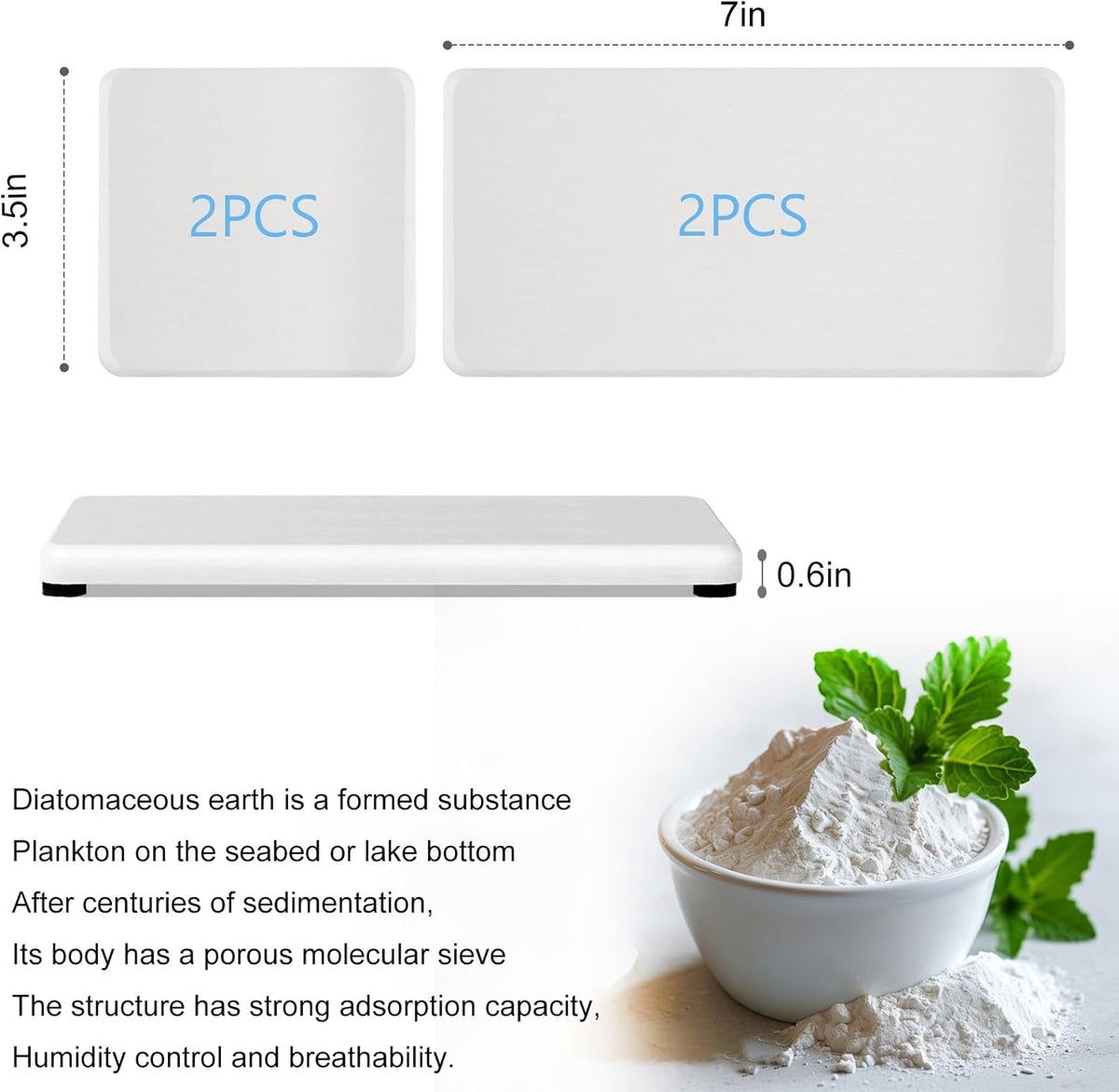4PCS Water Absorbing Stone Tray for Sink, Fast Drying Stone Sink Tray, Water Absorbent Diatomite Trays, Diatomaceous Coaster, Stones Drying Trays for Bathroom Sinks and Kitchen Counter