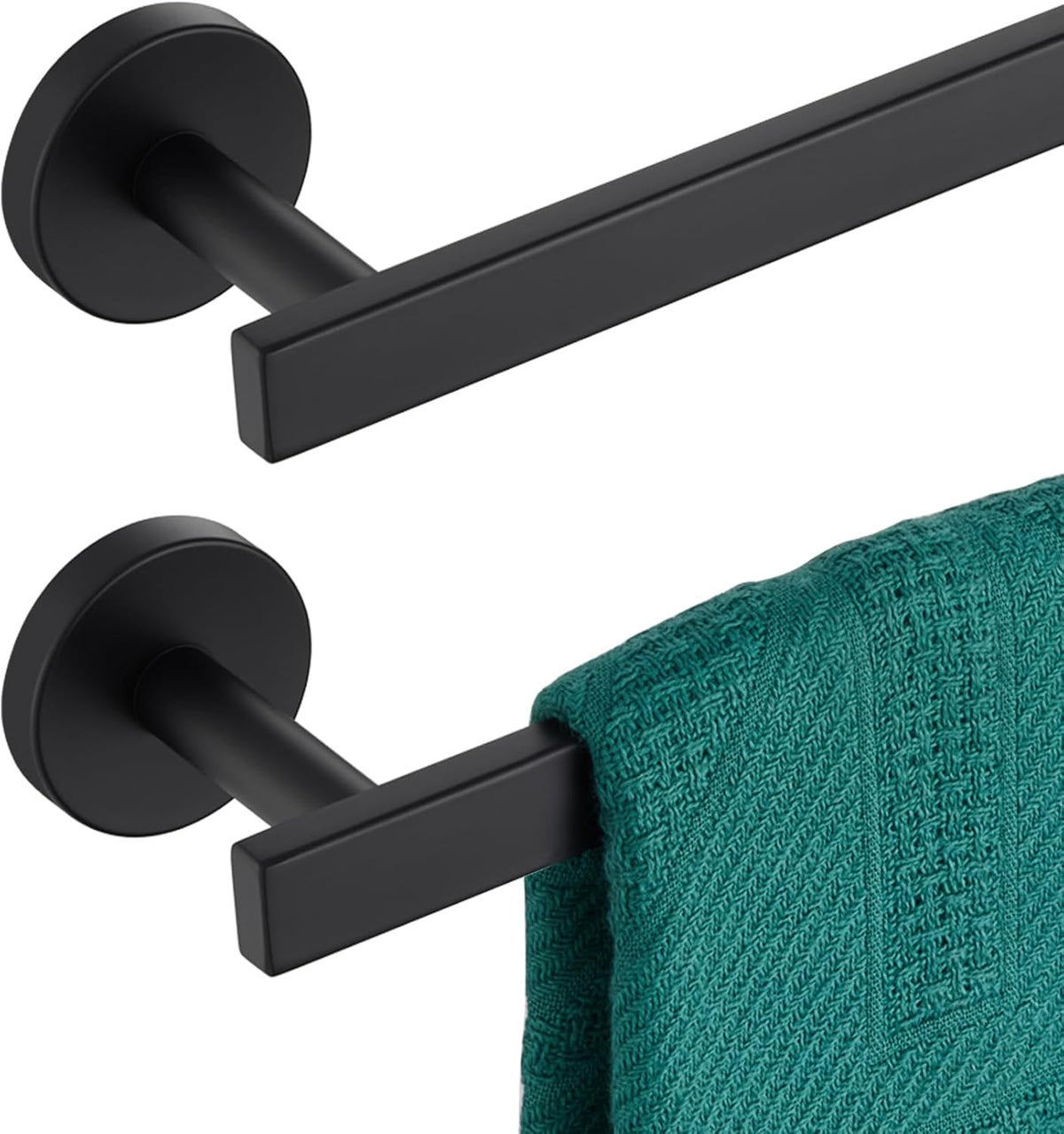 12 Inch Bathroom Towel Bar Bath Towel Rack Kitchen Towel Holder Towel Ring Wall Mounted SUS304 Stainless Steel 2 Pack Matte Black AN4001MB-L12-P2