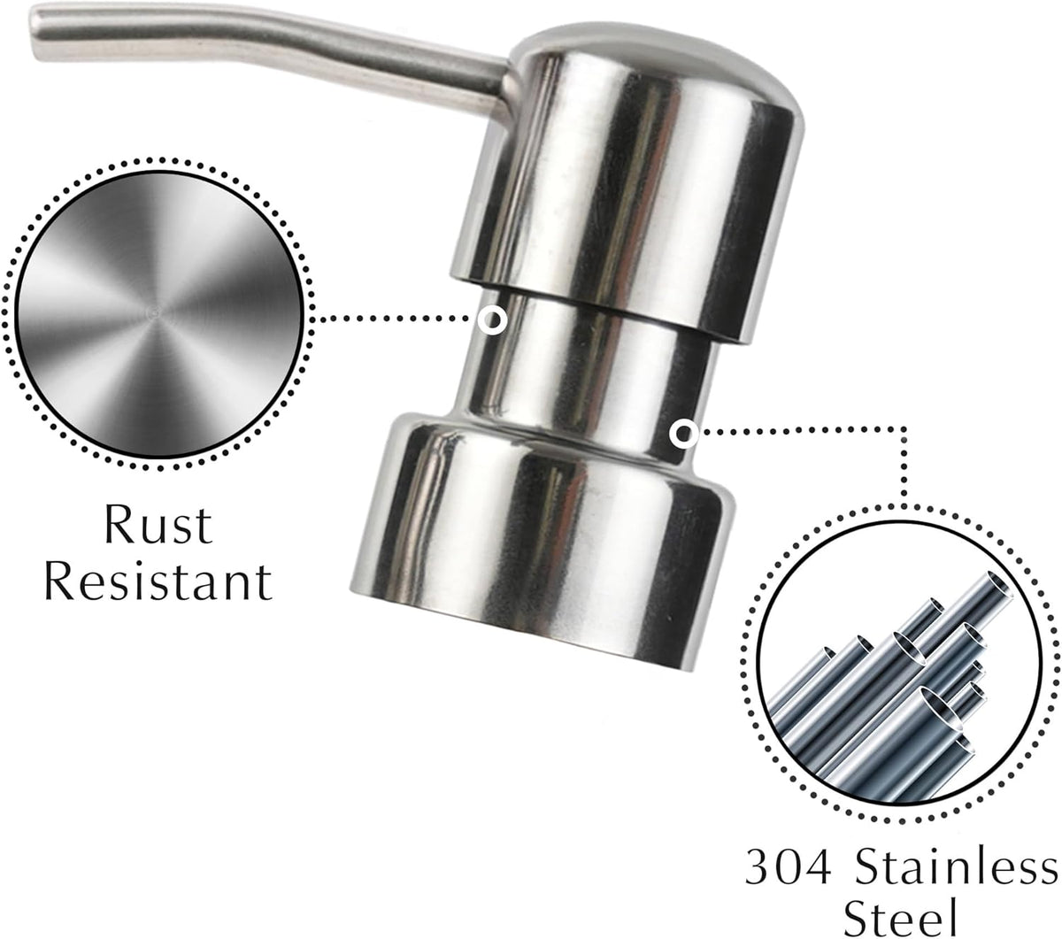 Emerson Essentials Glass Soap Bottle Dispensers, 2 Pack, Stainless-Steel Pumps Rust-Free, Hand Set for Bathroom Kitchen Sink, Liquid Lotion Shampoo Jars with 4 Waterproof Labels, 16 Oz Chrome