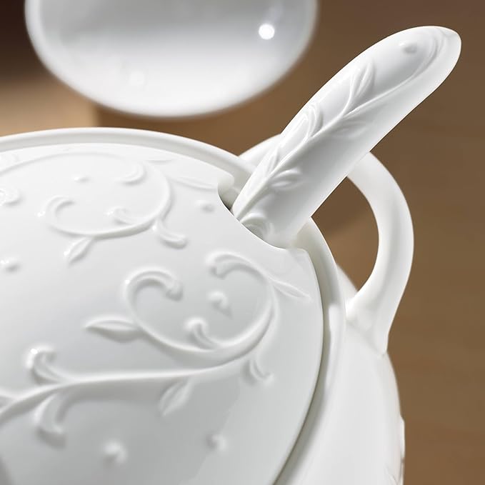 Lenox Opal Innocence Carved Covered Soup Tureen with Ladle, 10-1/4-Inch, White, 152 ounces