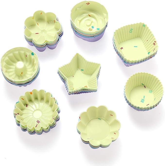 46PCS Silicone Bakeware Set Cake Molds Set For Baking, Including Baking Pan, Cake Mold, Cake Pan, Toast Mold, Muffin Pan, Donut Pan, And Cupcake Mold Silicone Baking Cups Set
