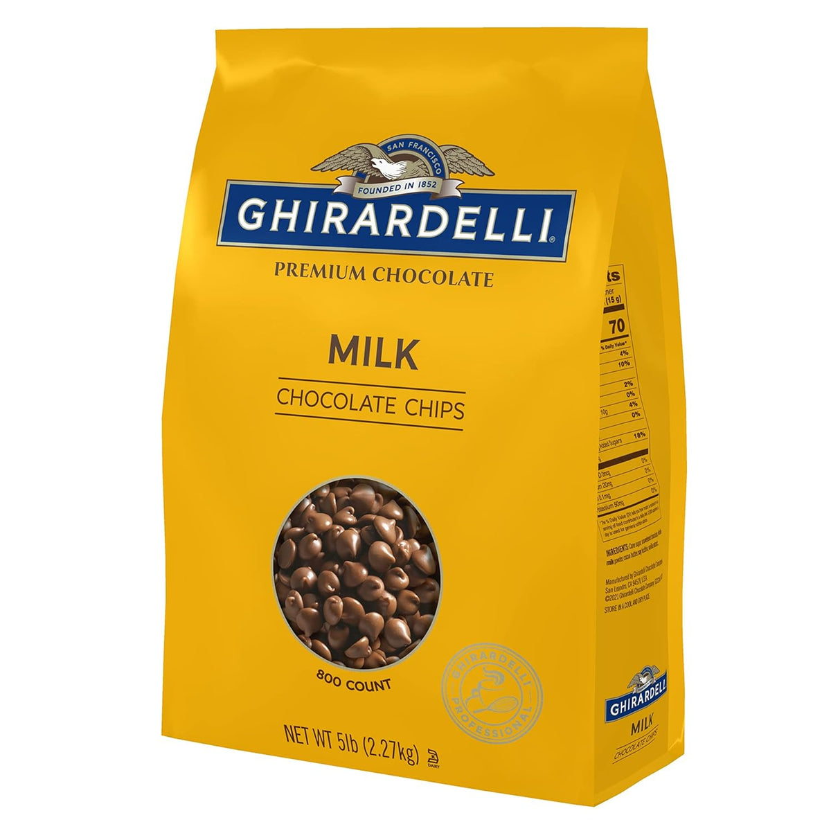 Ghirardelli Chocolate Company Milk Chocolate Chips 800 per lb, 5lb. Bag (Pack of 1)