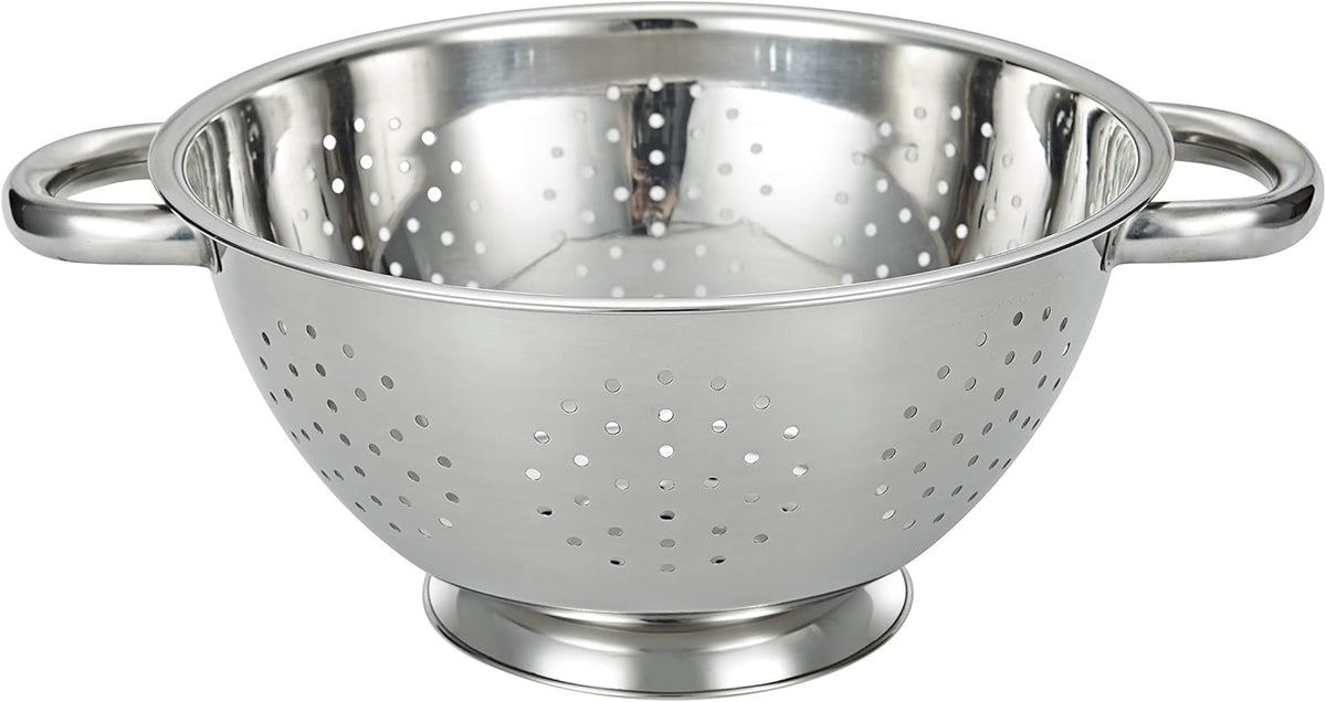 Stainless Steel Colander Mesh Metal Strainer Pasta Rice 5-Quart Strainer with Handle Dishwasher Safe (VS-02)