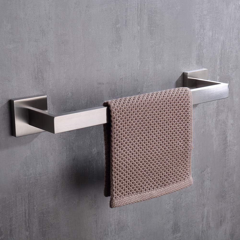 TASTOS 16 Inch Towel Bar Rack Brushed Nickel, Stainless Steel Modren Square Towel Holder for Bathroom Kitchen Wall Mounted