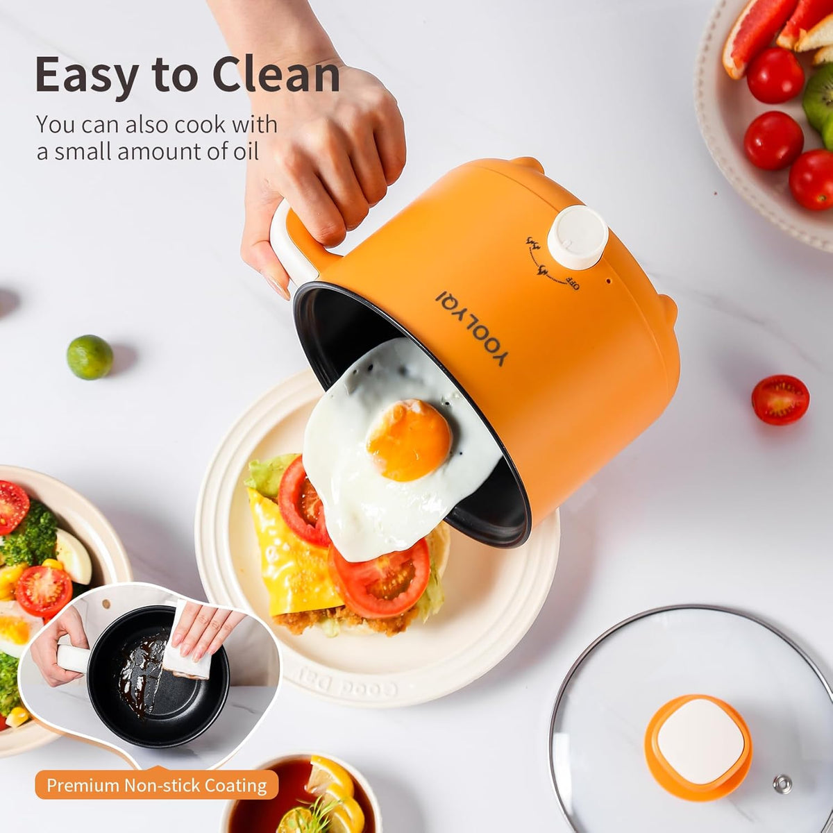 Hot Pot Electric : 1.5L Mini Ramen Cooker with 2 Temp Settings, Portable Lazy Pot Dorm, Office Must Have for Ramen/Noodles/Soup/Oatmeal