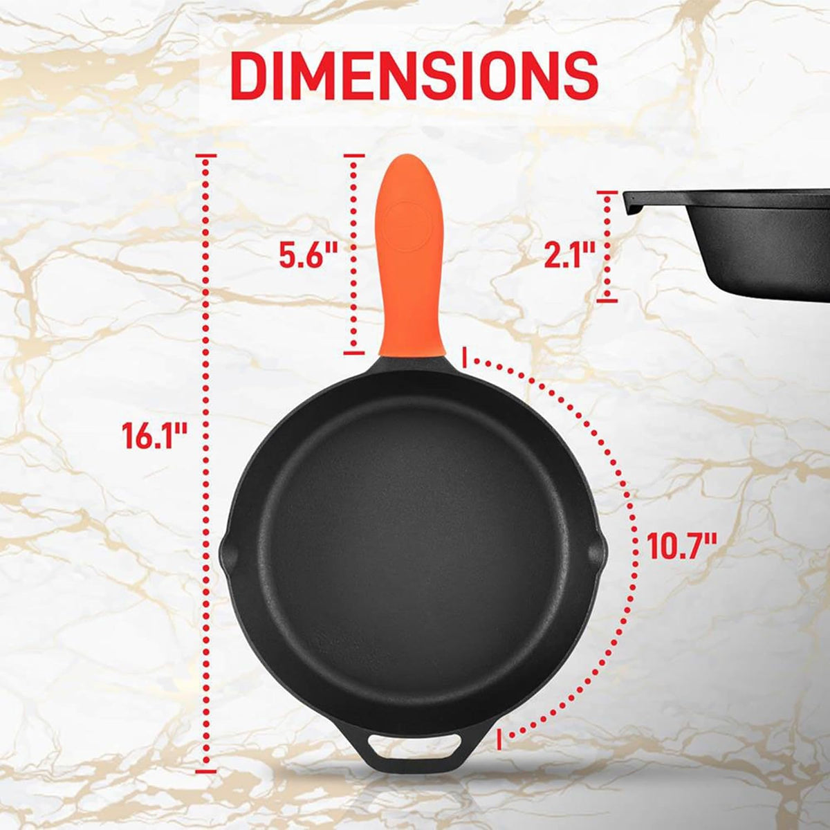 NutriChef 10 Inch Cast Iron Skillet with Lid - Pre-Seasoned Small Fry Pan with Side Drip Spout and Silicone Handle
