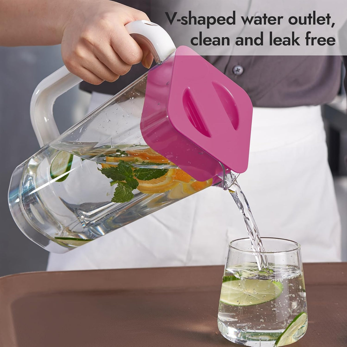 CURTA 2 Pack 2 Liters/68 oz Plastic Square Pitcher with Lid & Handle for Kitchen,ICED JUICE and Coffee Carafe Beverage Serveware, Acrylic Water Jug for Hot/Cold Drinks&lemonade