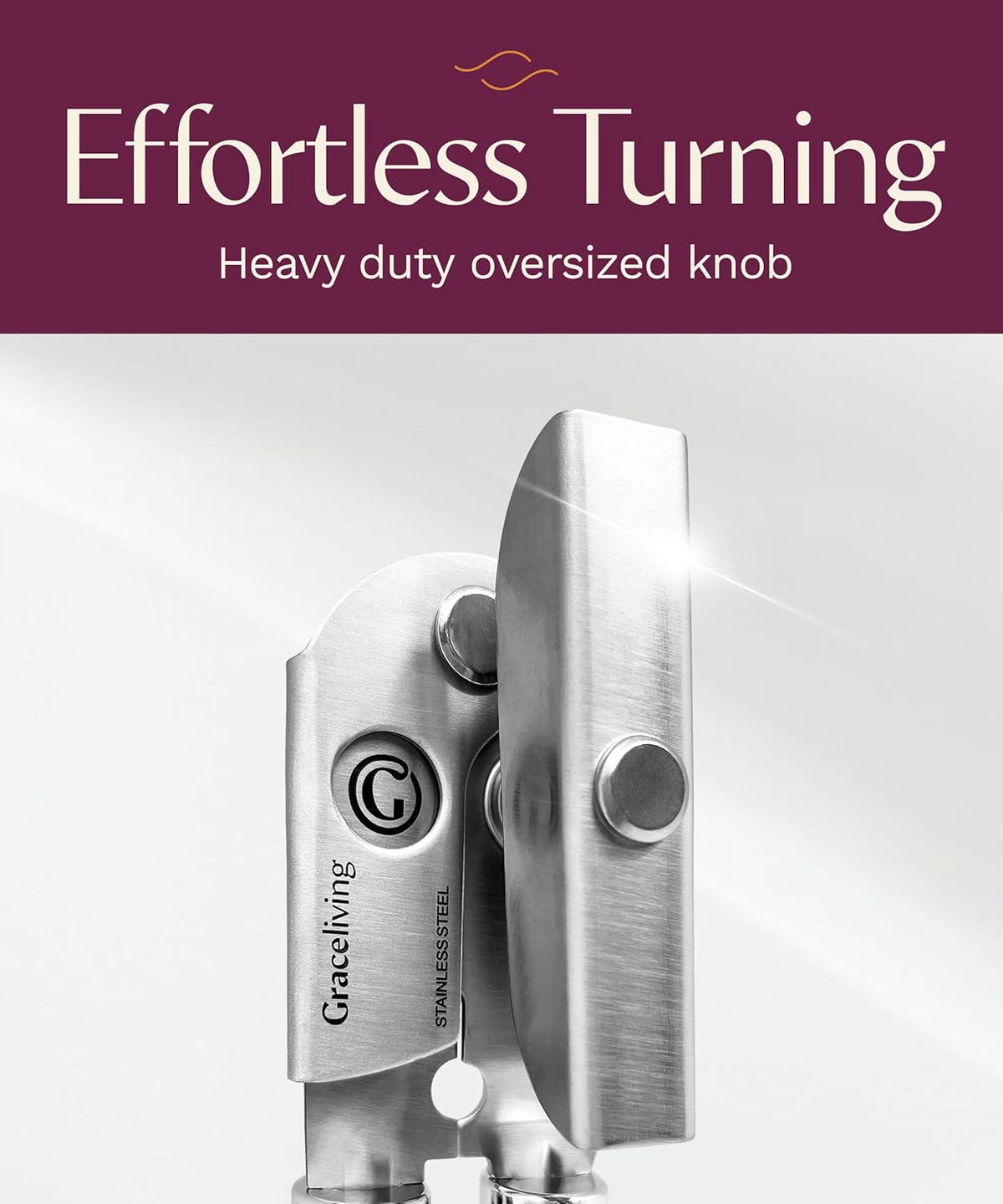 Premium Multifunctional Magnetic Manual Can Opener and Bottle Opener, Heavy Duty Stainless Steel Sharp Cutting Blade and Oversized Easy Turn Knob, Soft-Touch Handle, Kitchen Use, Mauve