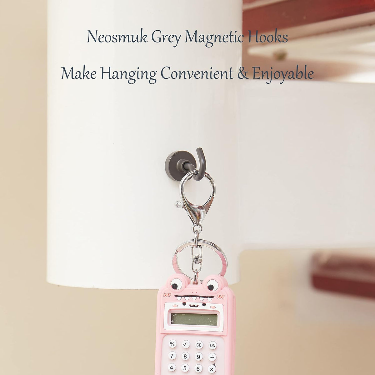 Neosmuk Magnetic Hooks,30lb+ Heavy Duty Earth Magnets with Hook for Refrigerator, Extra Strong Cruise Hook for Hanging, Magnetic Hanger for Curtain, Grill (Grey, 15 Pack)