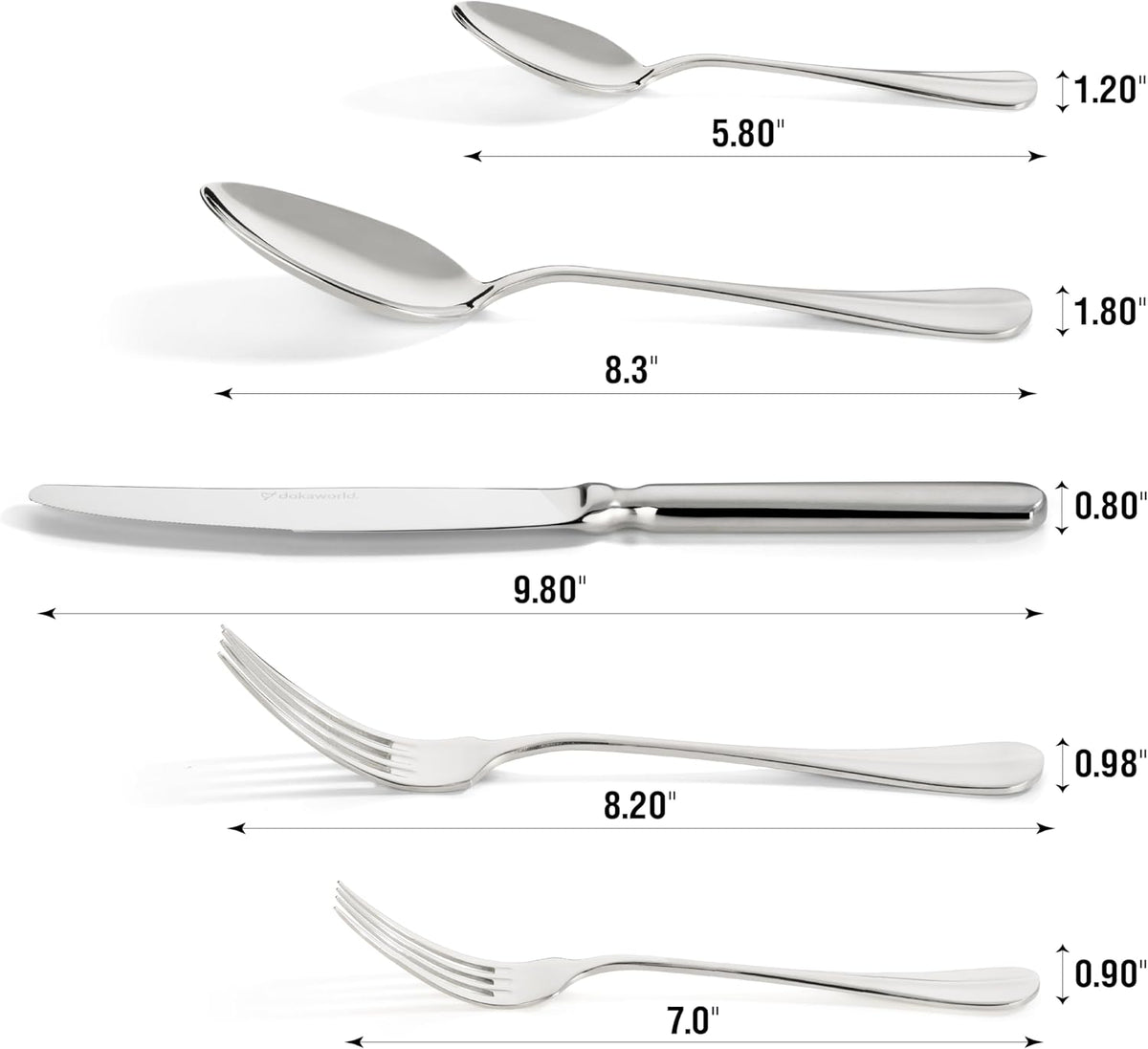 Semi-Matte Design Flatware, Silverware Set for 8 persons, 40 Piece - Spoons, Forks, and Knives 18/10 Stainless Steel, Dishwasher Safe