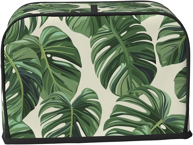 Tropical Monstera Leaf Toaster Cover 2 Slice, Cute Rural Bread Machine Cover, Washable Dust-Proof Cover for Kitchen Small Appliance Cover,with Top Handle