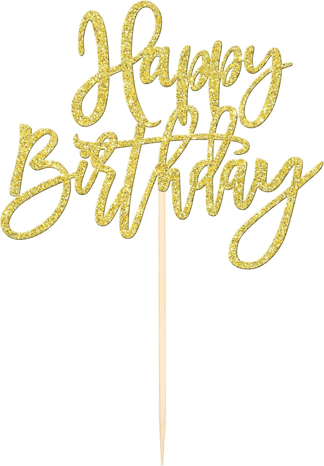 ZHUOWEISM 1 PCS Gold Happy Birthday & Anniversary Cake Topper