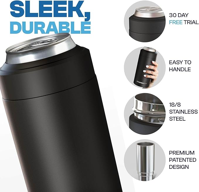 Frost Buddy Universal Buddy Can Cooler - Fits All - For Regular 12 & 16 oz or Slim-Size Bottles - Insulated Double-Walled Stainless Steel (Royal Glitz)