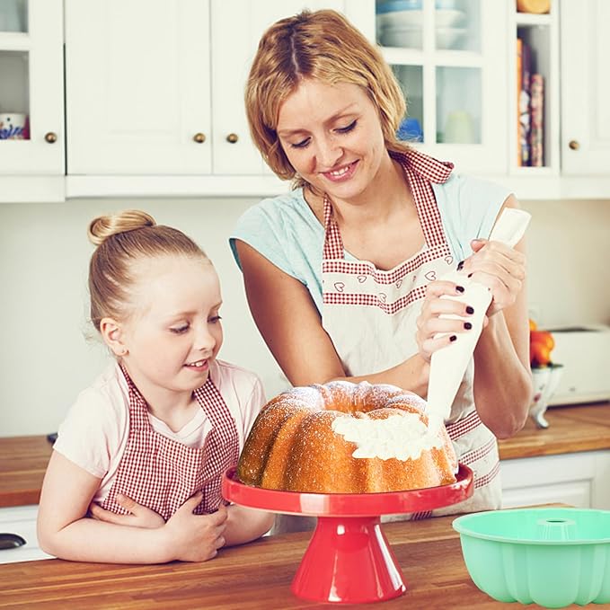 HUAKENER 10 Inch Fluted Cake Pan (2 Pack) - 12 Cups Nonstick Fluted Tube Pan, Large Size Silicone Baking Molds for Cake, Brownie, Cornbread