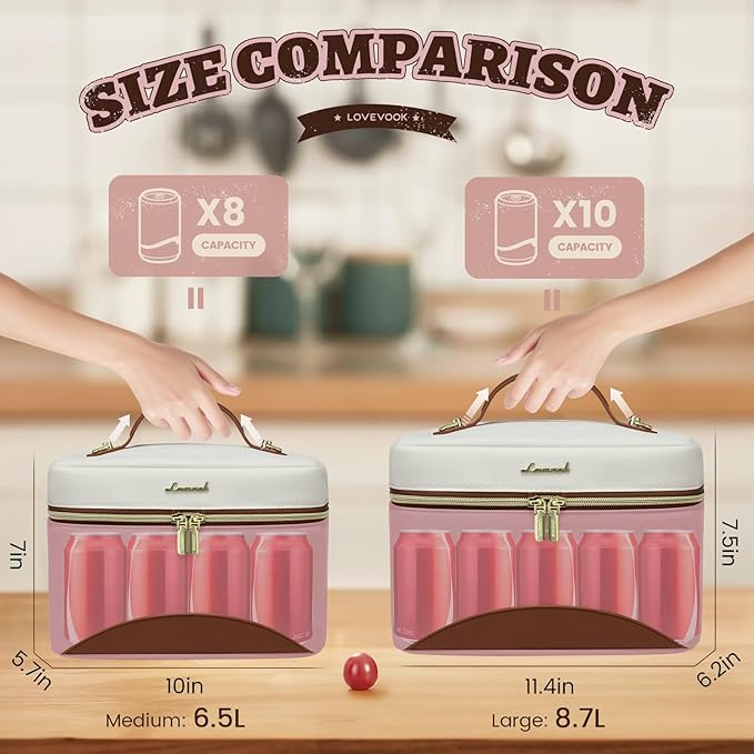 LOVEVOOK Lunch Box for Women,Adult Insulated Lunch Bag for Women,Leakproof Cooler Bag for Office Picnic Hiking Beach,Lunch Tote Bag with Adjustable Shoulder Strap