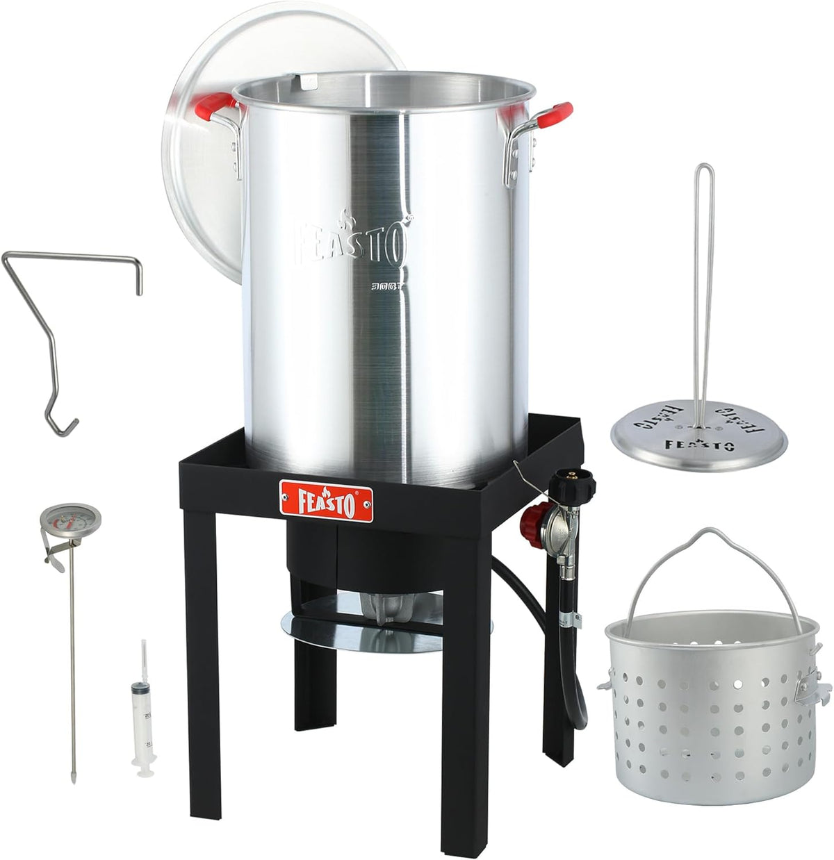 22701A 30QT Turkey & Fish Fryer Set for Outdoor Cooking, CSA Certified,Turkey Deep Fryer Pot with Basket for Thanksgiving Day, 50,000 BTU Propane Burner Outdoor Fryer