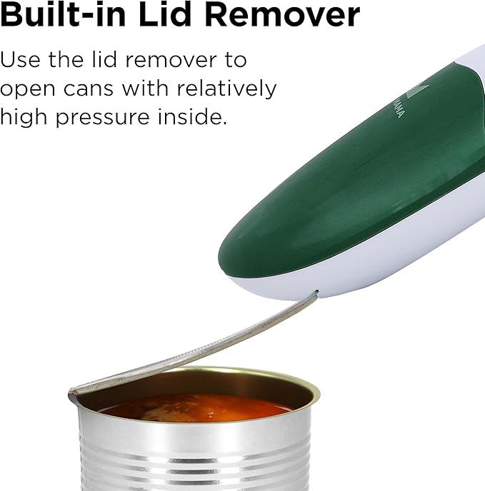 Kitchen Mama Auto 2.0 Electric Can Opener: Blade Opens Almost Any Can Pop or Soda Can - Automatic, Hands Free, Safe, Smooth Edge, Lid Remover, Battery Operated, Cordless, YES YOU CAN (Alpine Green)