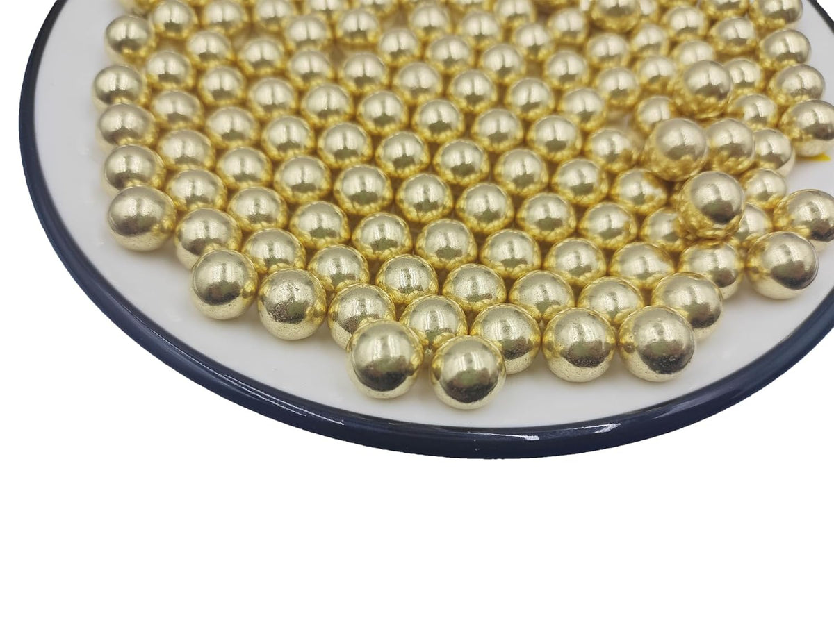 Gold Pearl Sugar Sprinkles 4.23 oz, 10mm Candy Pearls Ideal for Baking, Cake and Cupcake Toppers, Cookie Decoration, Ice Cream Topping, Wedding Shower Valentines Halloween Christmas