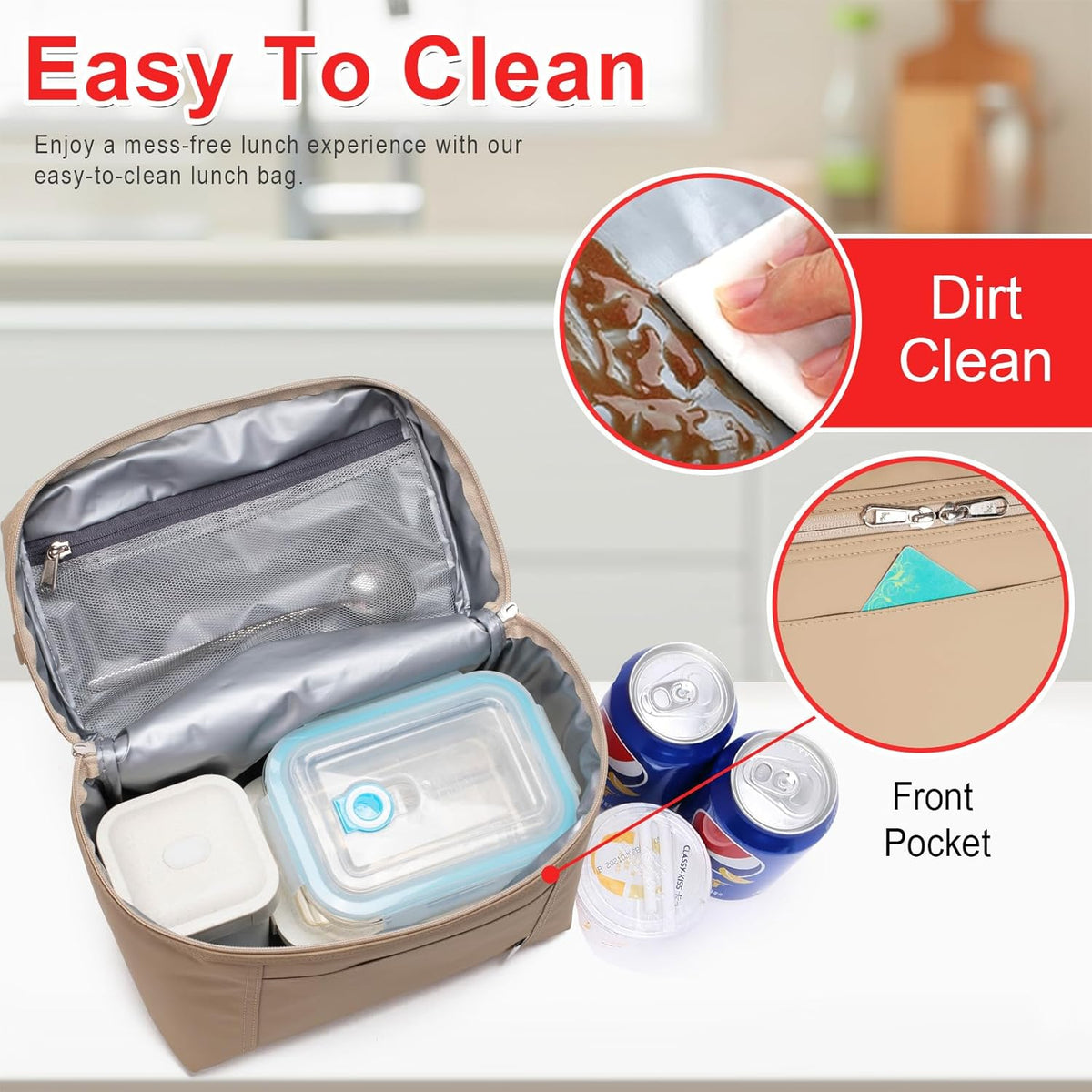 NOL Natural Organic Lifestyle Insulated Lunch Bags for Women Cooler Bag Lightweight Nylon Waterproof Lunch Box For Work