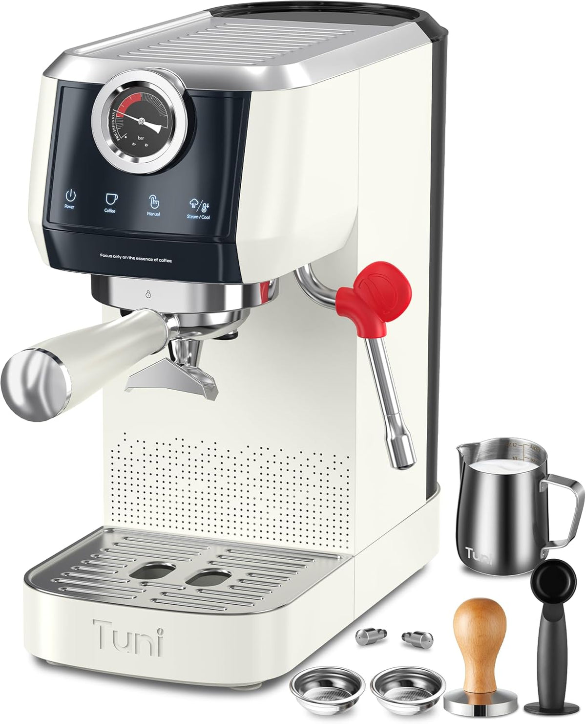 Tuni E2 58mm Espresso Machine 20Bar Espresso Maker, Dual Boiler Coffee Maker with 10mm Steam Milk Frother, Semi-automatic Coffee Machine with UKLA Pump for Espresso,Cappuccino, Gift for Coffee Lover