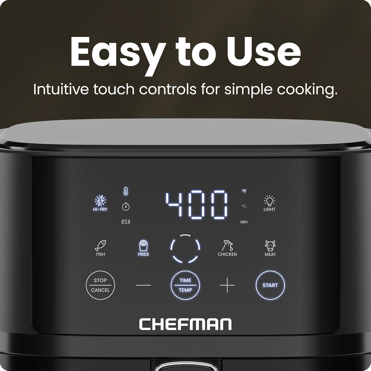 Chefman Air Fryer – 4 QT Compact Airfryer for Quick & Easy Meals, Features Hi-Fry Technology for Extra Crisp, Easy-View Window, Touch Controls with 4 Presets, Nonstick & Dishwasher Safe Basket - Black