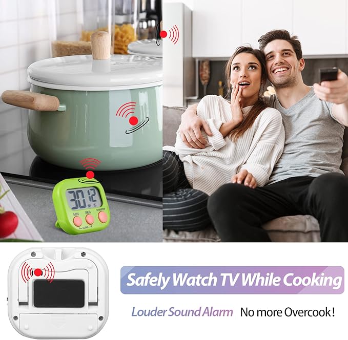 Weewooday 24 Pcs Digital Kitchen Timer Magnetic Timer Bulk On/Off Switch Minute Second Count up Countdown Loud Alarm for Exercise Cook Baking (Classic Color)