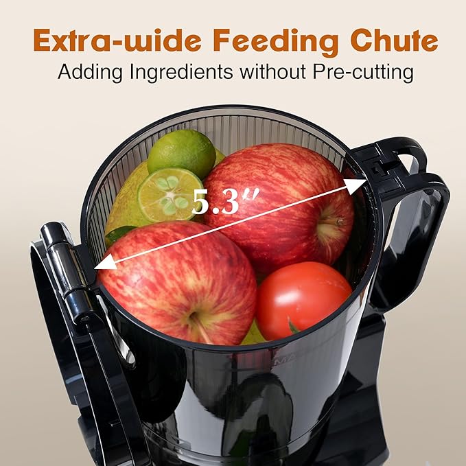 Cold Press Juicer Machines,Fretta 5.3'' Self Feeding Slow Masticating Juicers Fit Whole Fruits & Vegetable Easy Clean Juice Extractor,Tritan Material BPA Free 250W (Light Purple)