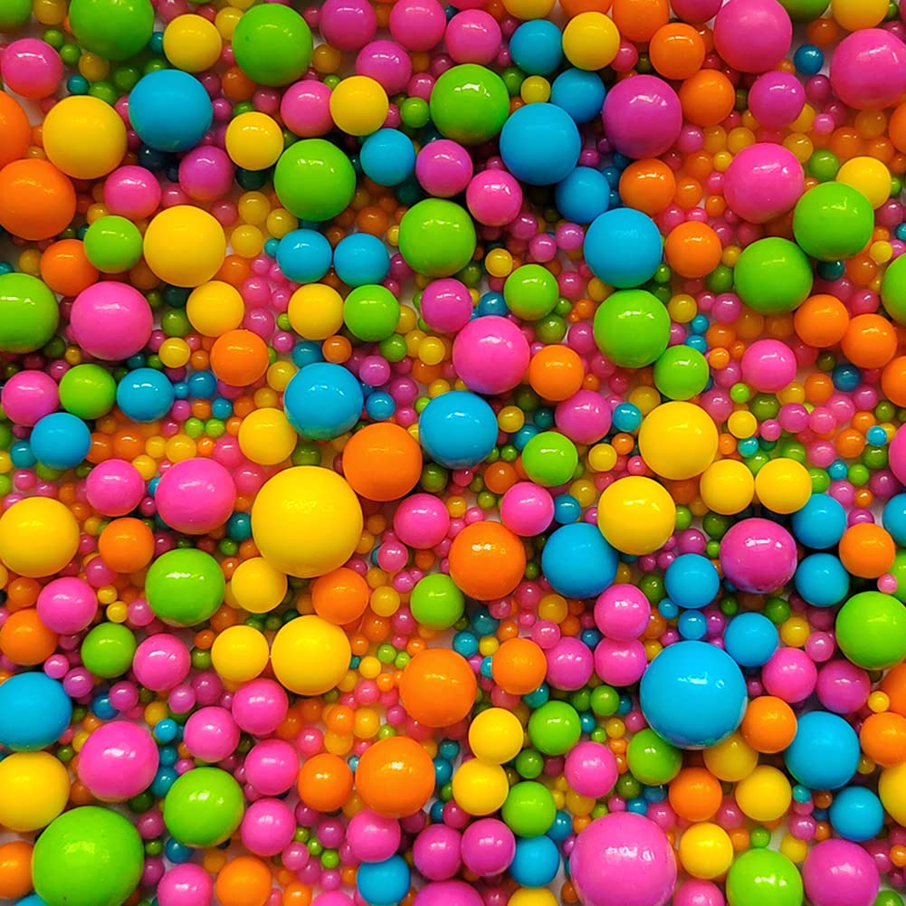 Edible Rainbow Sugar Pearls Candy Sprinkles 120G/ 4.23Ounce Baking Cake Sprinkles Cupcake and Cake Topper Cookie Decorations Wedding Party Valentines Halloween Christmas Supplies