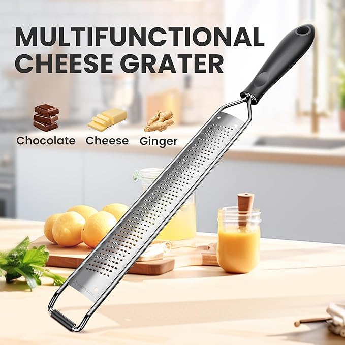 Zester Grater for Lemon Cheese with Handle,Black
