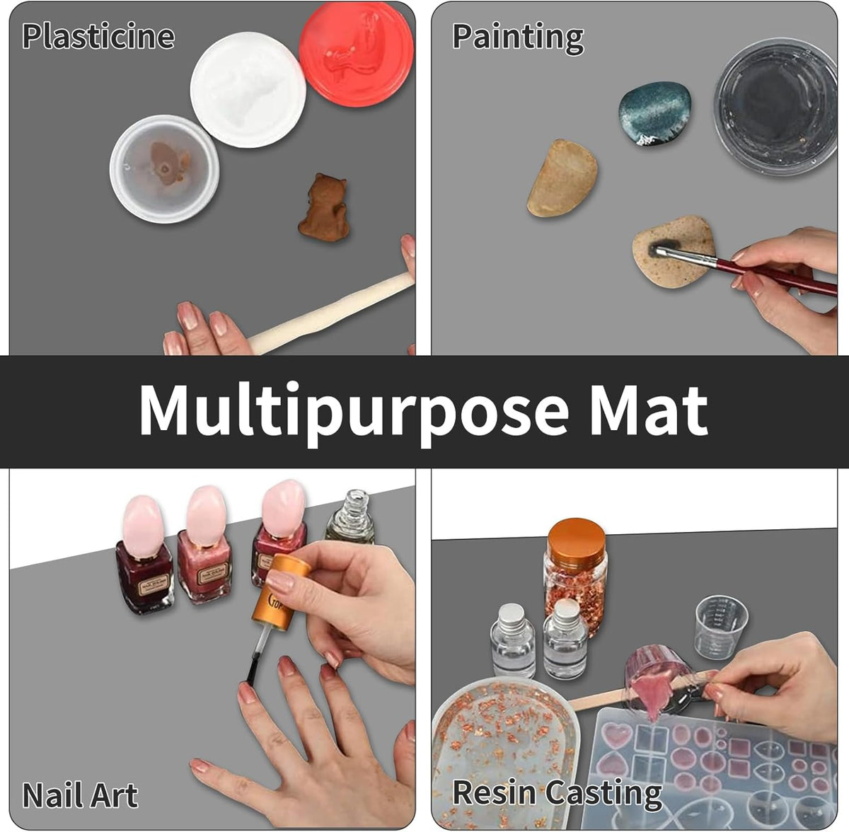 2MM Super Thick Large Silicone Mat, 23.6"x31.5", Non-Slip Heat Resistant, Thicken Kitchen Counter Mats, Waterproof Countertop Protector for Craft (Dark Grey)