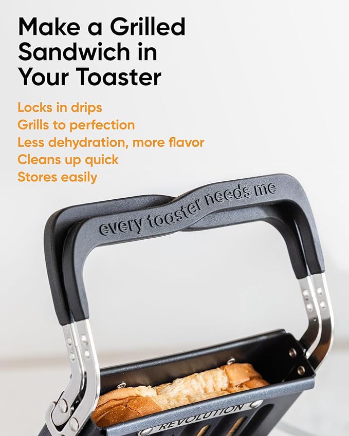 Revolution Toastie Press (Works With All Toasters) Conveniently Toast Delicious Grilled Cheeses, Quesadillas, and Paninis in Your Toaster