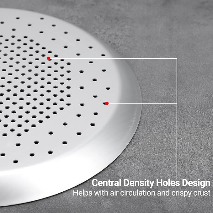 Beasea Pizza Pans with Holes, 8.5 Inch Food Network Pizza Pan Heavy Duty Aluminum Alloy Round Pizza Tray Perforated Pizza Crisper Pan Pizza Baking Tray Bakeware for Home Restaurant Kitchen Air Fryer