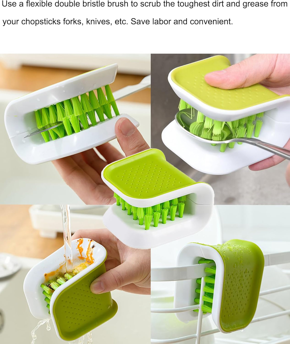 Blade Cleaner Kitchen Washing Brush Chopsticks Cutlery Cleaning Brush Double-Sided Scrubber Multifunctional Knife Sponge 1 PC with Silicone Funnel